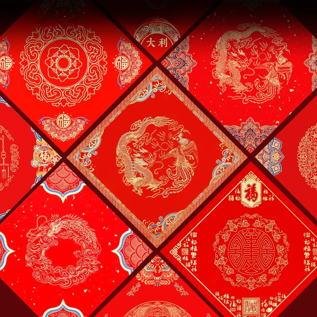 20pcs Red Xuan Paper Chinese Calligraphy Half Ripe Rice Paper for Chinese New Year Party Wedding DIY Spring Festival Couplet