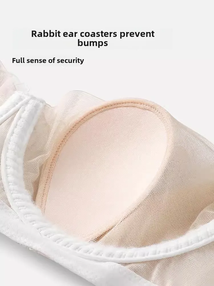 Women\'s Rabbit Ears Big Chest Small Thin Bra Soft Underwire Sexy European American Embroidery French Underwear Set