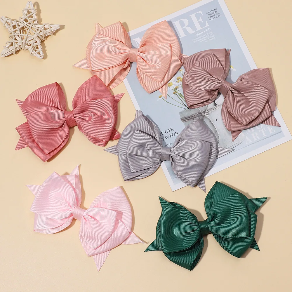 

Large Ribbon Bow Hair Clip for Chiildren Hair Accessories Newborn Baby Girl Top Hairbow Hairpin Solid Handmade Grosgrain Bowknot