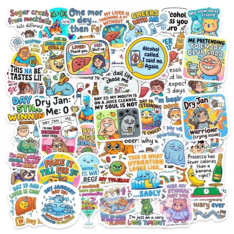 

10/30/50PCS Self-mockery Sticky PVC Sticker Stationery DIY Colored Laptop Luggage Skateboard Decoration Scrapbooking