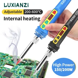 LUXIANZI 150W Digital Electric Soldering Iron Set 220V 200-600°C Adjustable Temperature LCD Solder Iron Welding Repair Tools Kit