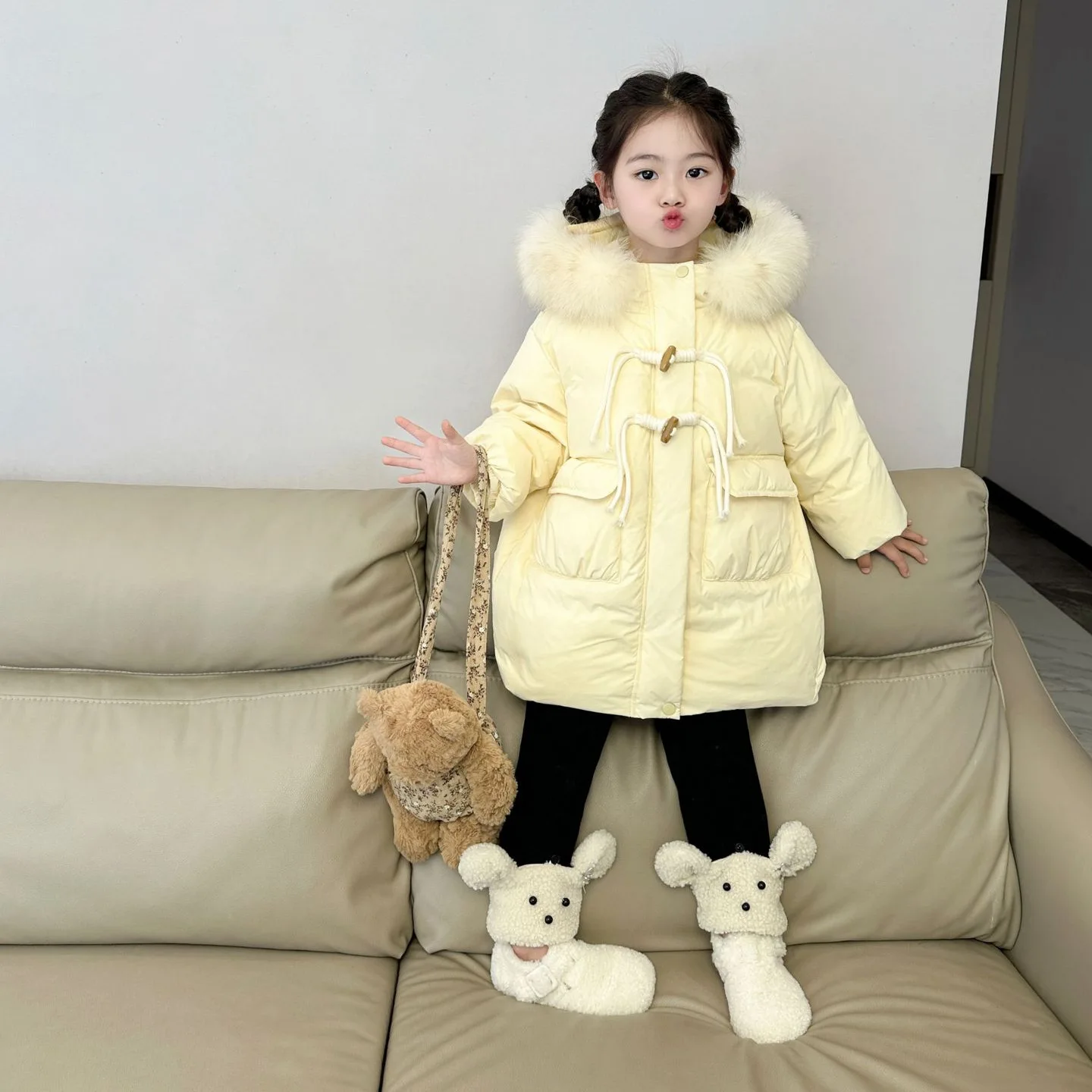 Childrens Clothing Girls Korean Jacket 2024 Winter New Childrens Hooded Jacket Loose Top Trend