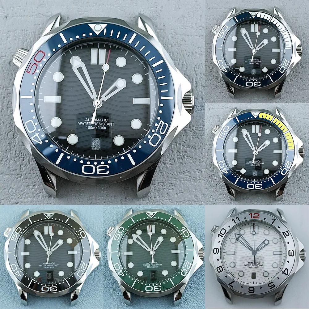 นาฬิกาดําน้ําสําหรับ NH Movement 35 การเคลื่อนไหว 42 มม.สแตนเลสสตีล 10bar กล่องนาฬิกากันน้ําโปร่งใสด้านหลัง