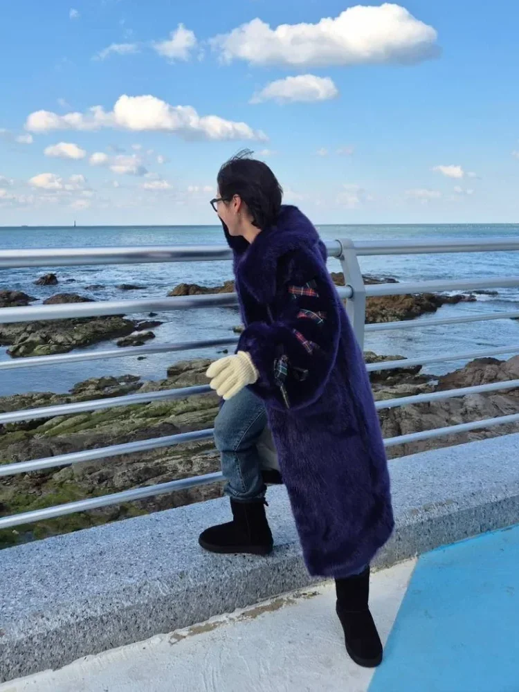 

Fashion Winter Women Faux Fur Long Jacket Casual Single Breasted Loose Jackets Chic 2025 Ladies Daily New Street Warm Outerwears