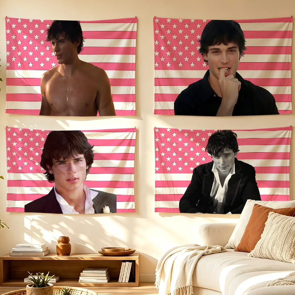 Hot Actor T-Tom Welling flag Room Decoration Wall Tapestry Hanging Aesthetic Bedrooms Advertising Banner
