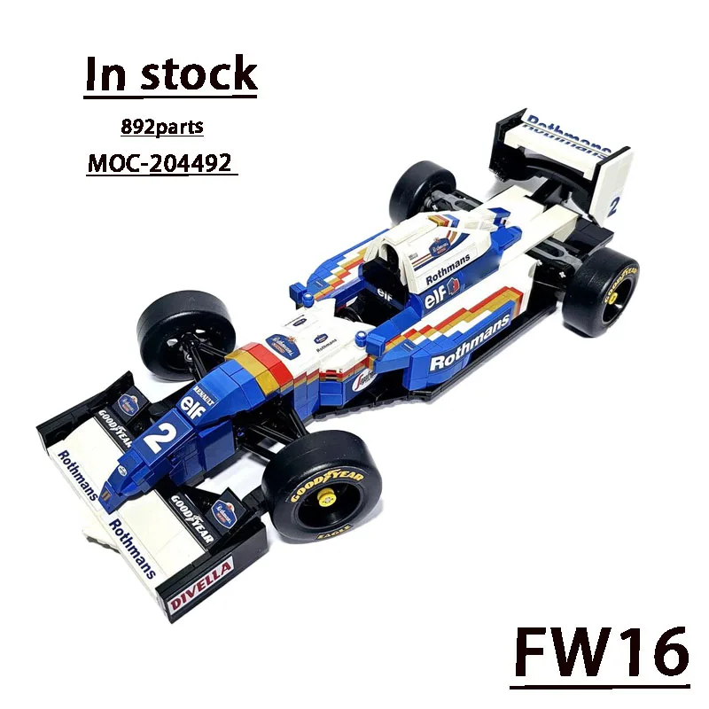 MOC-204492 New Formula Car FW16 Building Block Model 892 Parts Educational Boy Kids Birthday Building Blocks Toy Gift