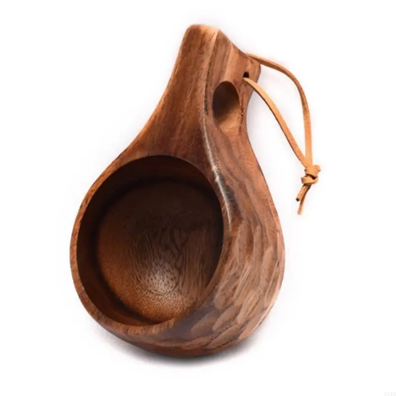 R1WB 210Ml Cangkir Kayu Luar Ruangan Kuksa Mug Berkemah Cangkir Kopi Susu Mug Perlengkapan Minum Kayu Akasia Artefak Dapur
