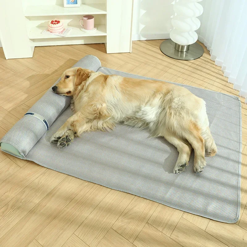 Summer Cat and Dog Bed with Pillow Cooling Sofa Small Medium and Large Dog Breathable Big Dog Rattan Mat Cat Sleeping Mat House