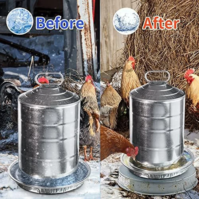 Poultry Waterer Heated Base, Chicken Water Heater 125 Watt Winter De-Iker Heated Base, Pet Water Heater