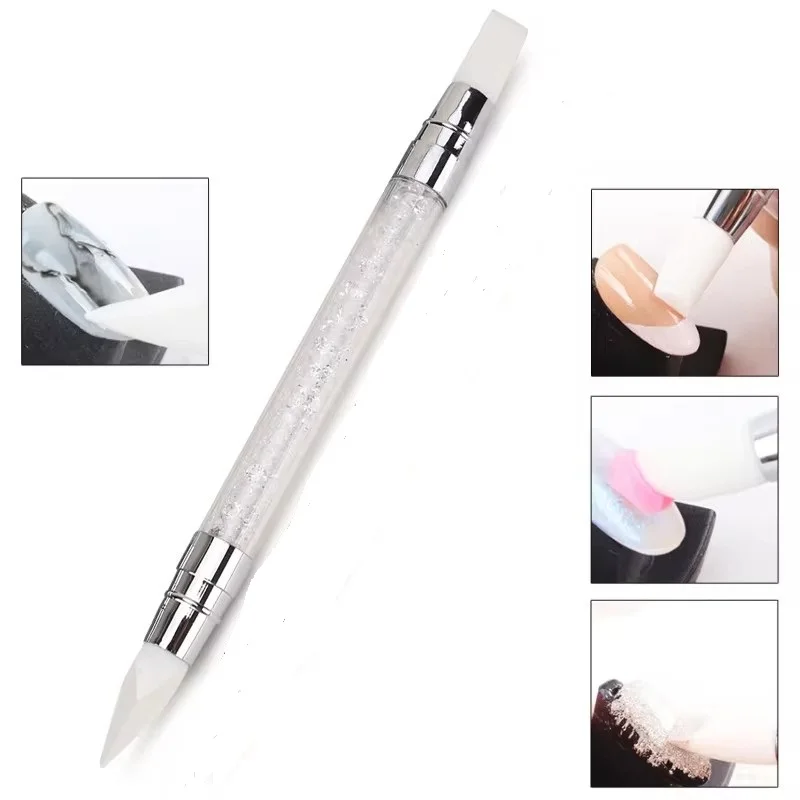 1Pc Dual-ended Silicone Sculpture Pen for Nail Art, Easy and Precise Nail Design Tool, 3D Carving Glitter Dotting Brush