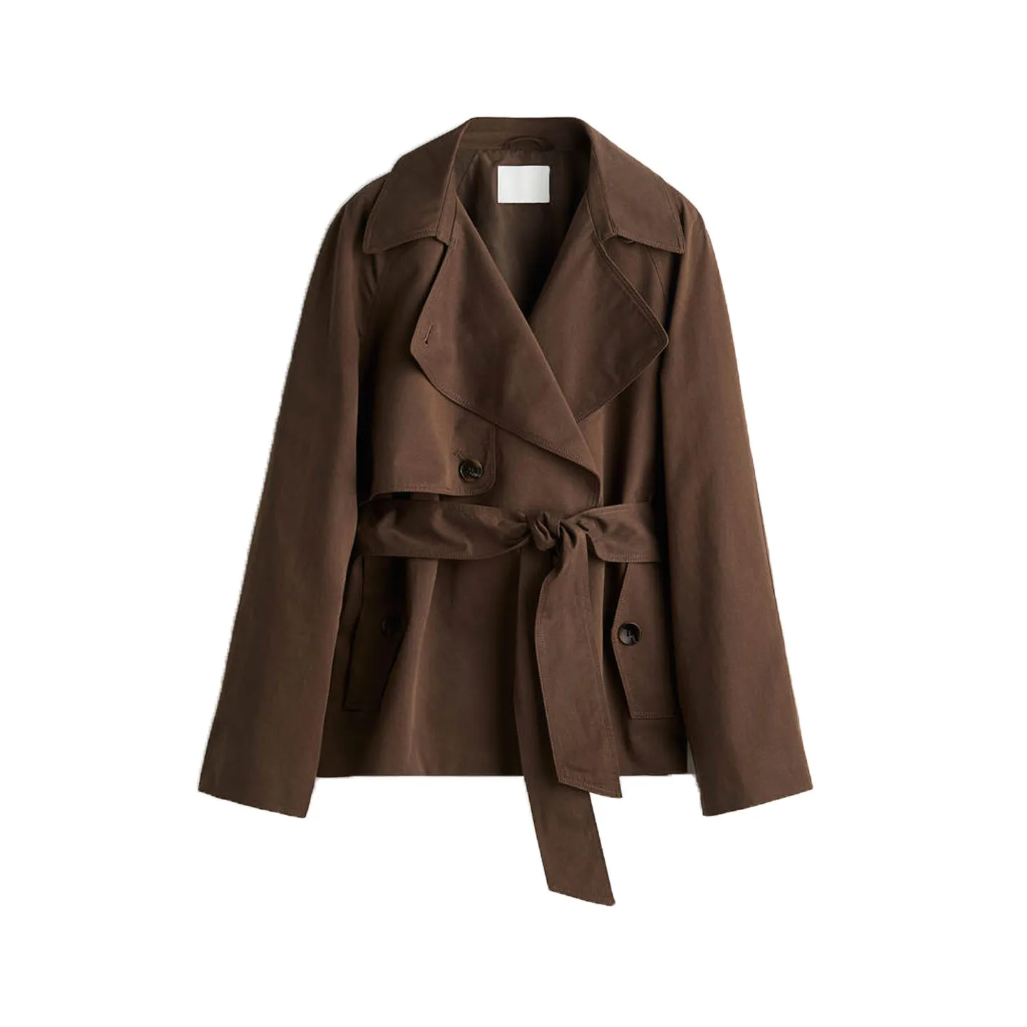 Fall New Sle Women's Korean Simple Belted Double Breasted Long Sve awl Collar ort Length Windbreaker 282726