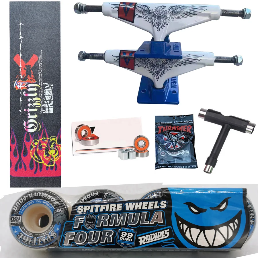 Spitfire Rad geschmiedet 5,25 Zoll Venture Skateboard Trucks gute Qualität Pro Chrom Stahl Lager Griff band Skateboards