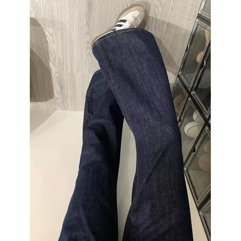 Vintage Blue Women Jeans Hip-hop Fashion Streetwear Y2K Wide Leg Straight High Waist Trousers Classic Baggy Denim Pants 2025