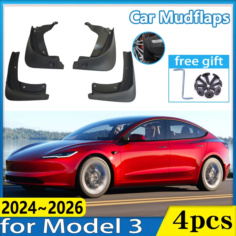 Car Fender for Tesla Model 3 2024 2025 2026 Front Wheel Mudflap Anti-collision Mudguard Anti-splash Mud Flaps Guards Accessories