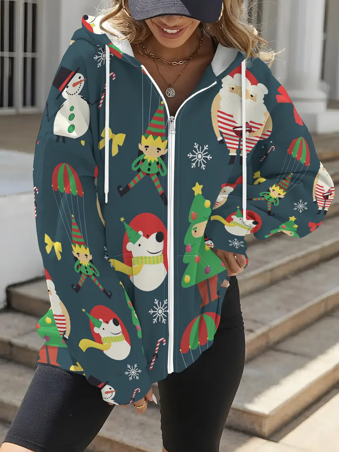 سترة نسائية جديدة بغطاء للرأس بسحاب لعيد الميلاد لعام 2026، عصرية، مناسبة للربيع والخريف، زينة حفلات عيد الميلاد #2