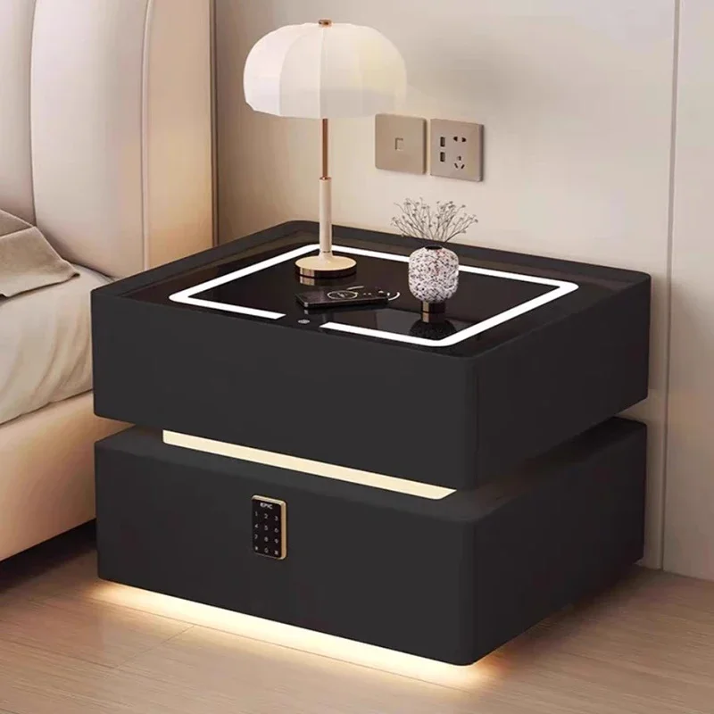 

Nightstands With Two Drawers Simple Solid Wood Modern Wireless Charging Multifunctional Luxury Bedroom Bedside Tables Muebles