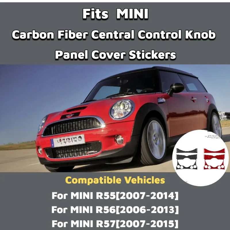 Kohlefaser-Mittelkonsolen-Drehknopf-Abdeckungsaufkleber für Mini Cooper Clubman R55 R56 R57 Auto-Zierleiste Auto-Innenausstattung Zubehör – Detail 1