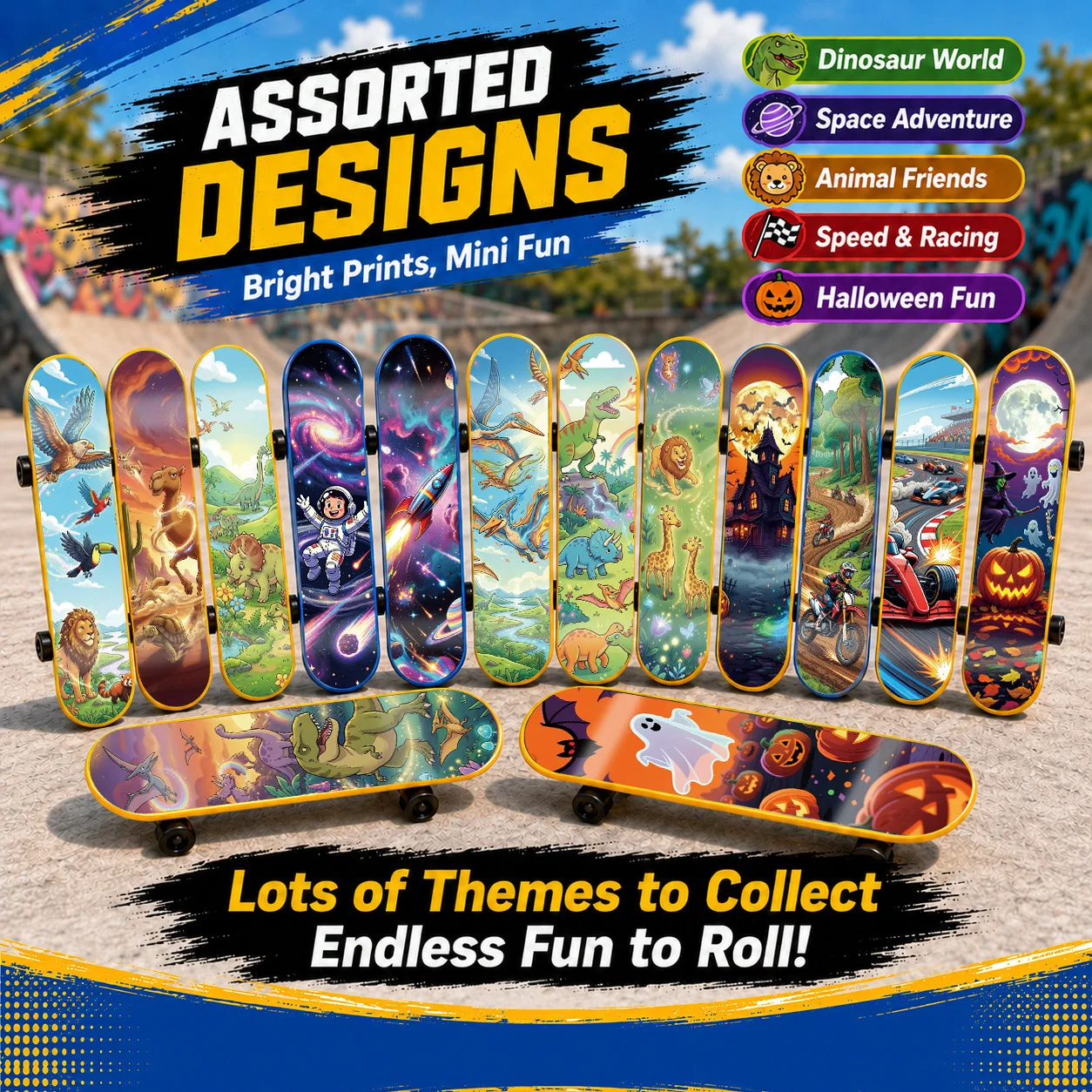 Mini Fingerboard Skateboard Spielzeug-Set mit doppelseitigem Muster, kreative Neuheit Fingerboards für Kinder und Skate-Liebhaber. – Detail 2