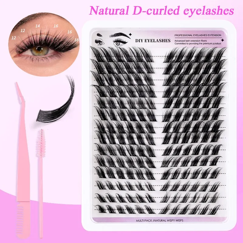 

14 Rows Natural Oblique Flying Cluster Eyelashes 12-18mm DIY False Eyelashes D Curl Individual Lashes Makeup Reusable 0 Burden