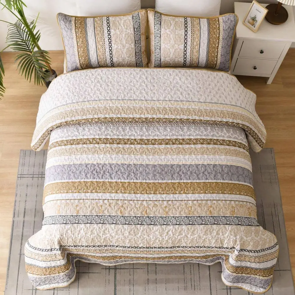 

Pieces Boho Quilt Set Queen King Size, Blue Purple Yellow Bohemian Quilt Sets, Lightweight Summer Bedspread Coverlet Bedding Set