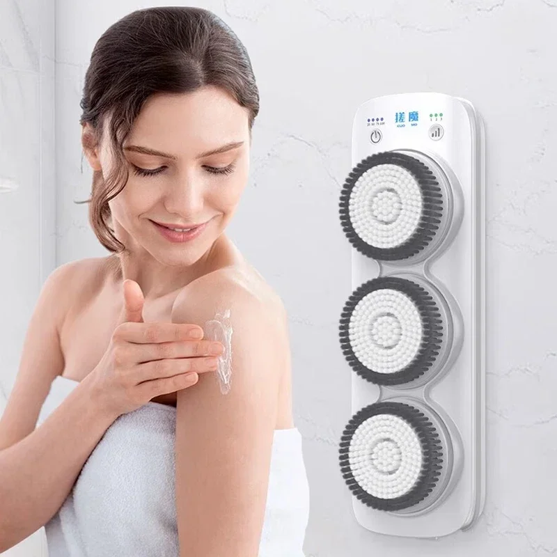 Electric Shower Brush Smart Body Shower Machine Wall-mounted Rechargeable Body Scrubber Exfoliating Massage Back Rubbing Machine