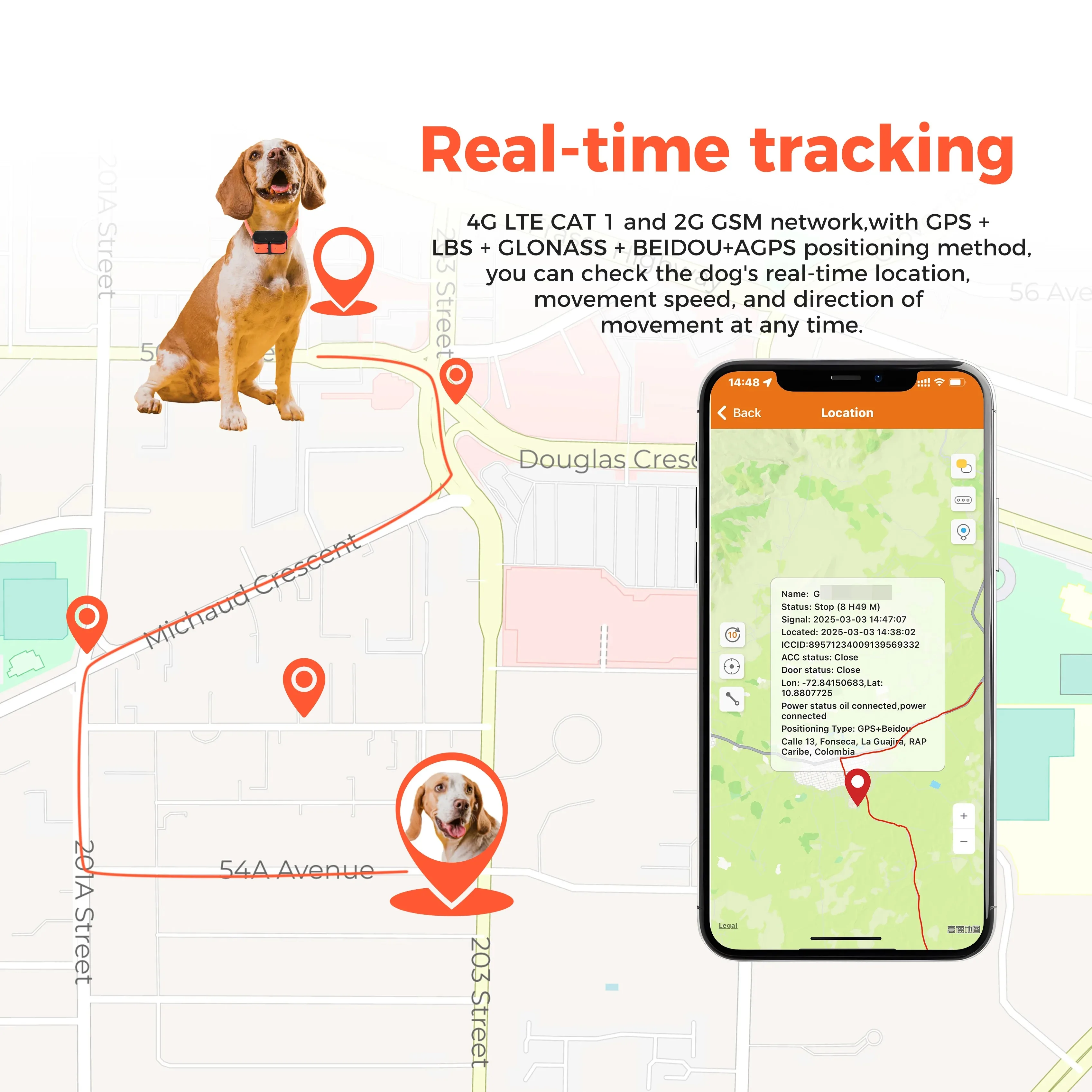4G GPS Tracker for Hound Cow Sheep Dog - Waterproof Collar with Location Query, Track Query, Geo-fence, Voice Monitor, LED Light