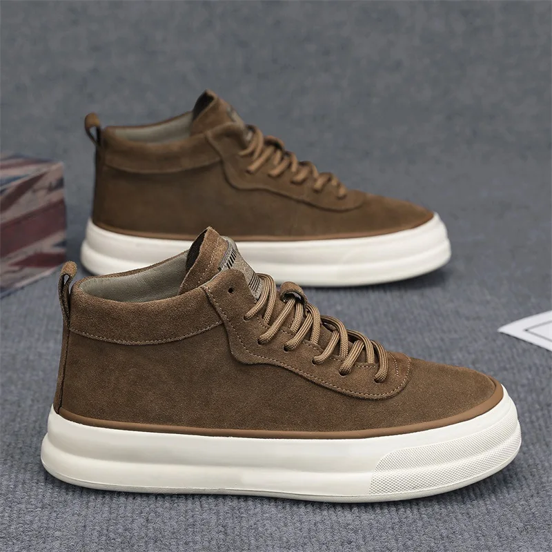

Fashionable Mid Top Casual Men's Board Shoes, Outdoor Anti Slip Men's Sports Shoes Suede Casual Shoes