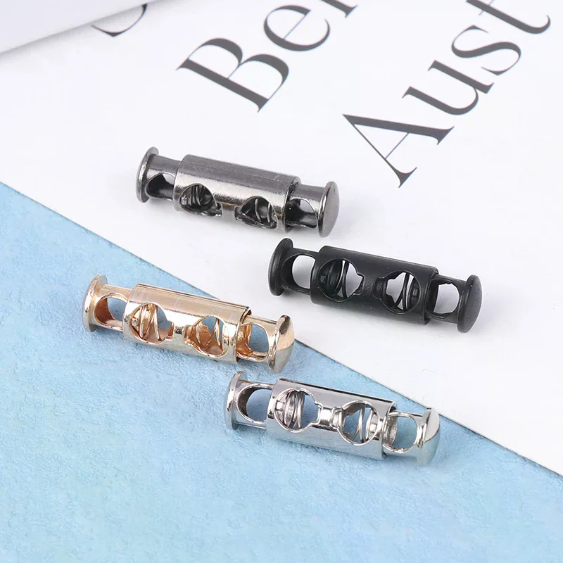 Bulk 10Pcs Double Hole Metal Spring Buckles, Tailoring Elastic Cord Locks, Fastening Efficient Sewing Tools