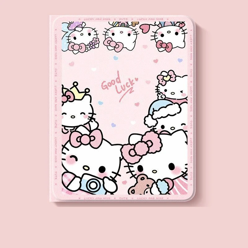 

Cartoon Hello Kitty Book Style IPad Case for IPad Air7/6 Pro 11 10th 10.9 Air4 5 9/8th 10.2in Cute Pink Kitty Protective Cover
