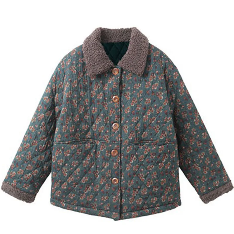 Retro Floral Cotton Coat Middle-Aged Elderly Women\'s Winter Jacket New 2023 Loose Lapel Short Cotton Clothes Quilted Overcoat