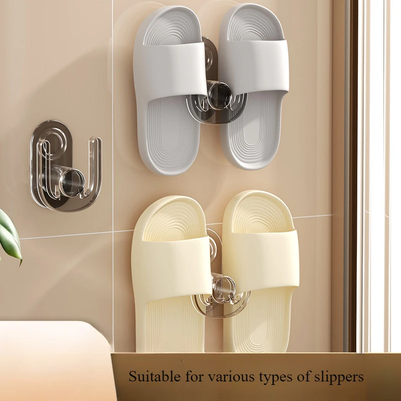 

Wall-Mounted Non perforated Hanger Space Saving Bathroom Storage Hook U-shaped slipper storage rack