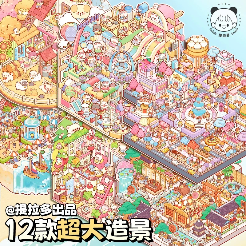 Mr. Paper 19Pcs/bag Miniature Scene Collection Book 2.0 Scenic Scene Stickers 3D Stereoscopic Visual Day Gift For People