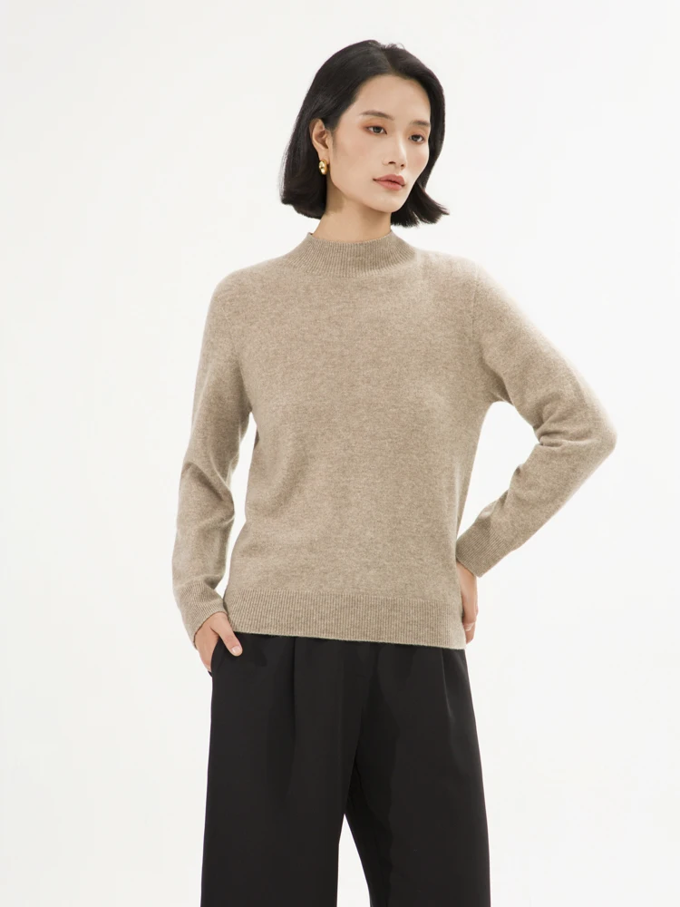 Maglione autunnale da donna 100% pullover in cashmere collo a lupetto manica lunga cava maglieria in cashmere abbigliamento femminile nuova moda