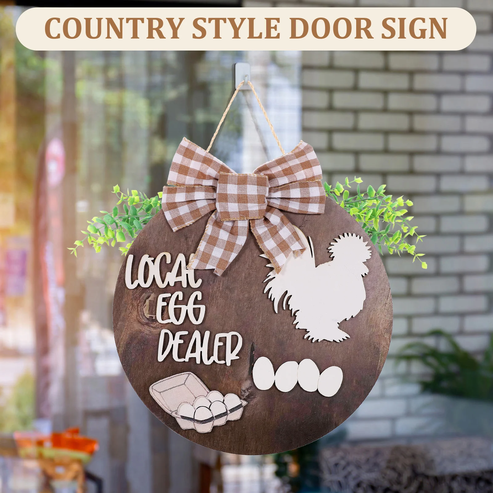 

1pc Rustic Wooden Door Sign Farmhouse Front Porch Decorative Plaque Hanging Welcome Board Entrance Decoration Home Use