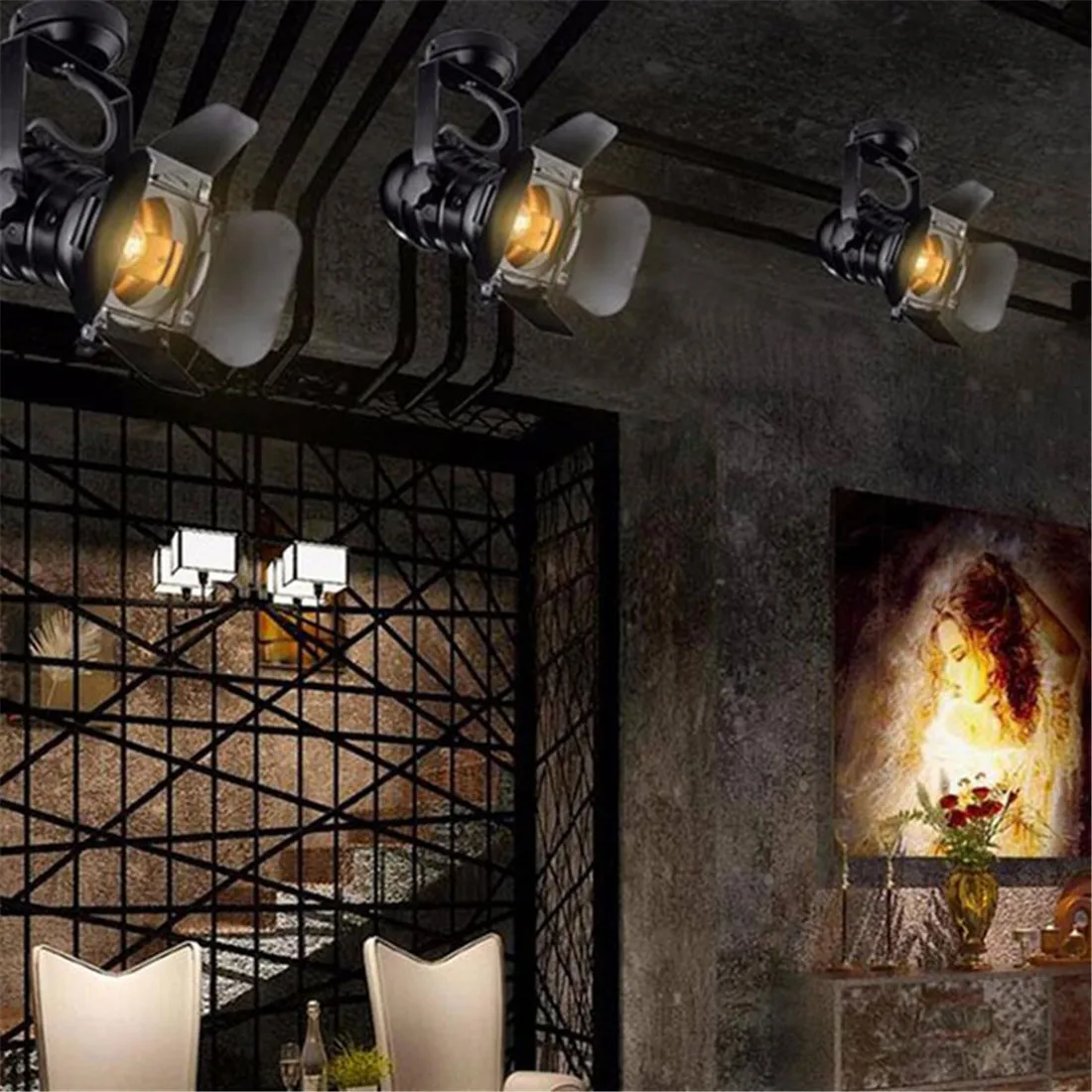 Industrial barn Door Vintage Ceiling Lights Theater Stage LED lighting lamp loft antique Store Shop led Ceiling Lamp luminaria