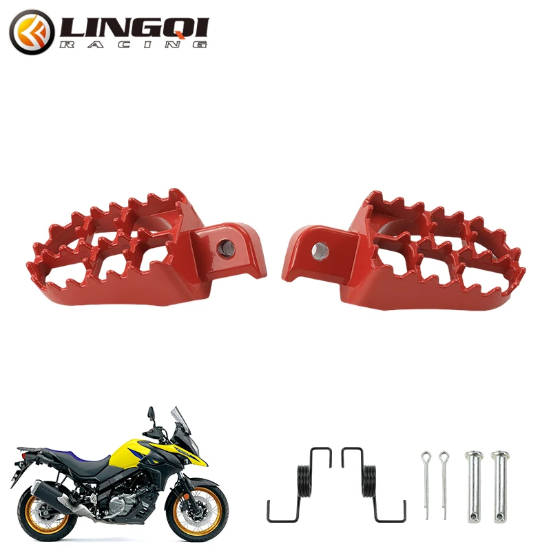 LINGQI RACING-pedales de estriberas para motocicleta, reposapiés de aluminio para DL600 v-storm Dirt Bike Enduro Motocross Universal