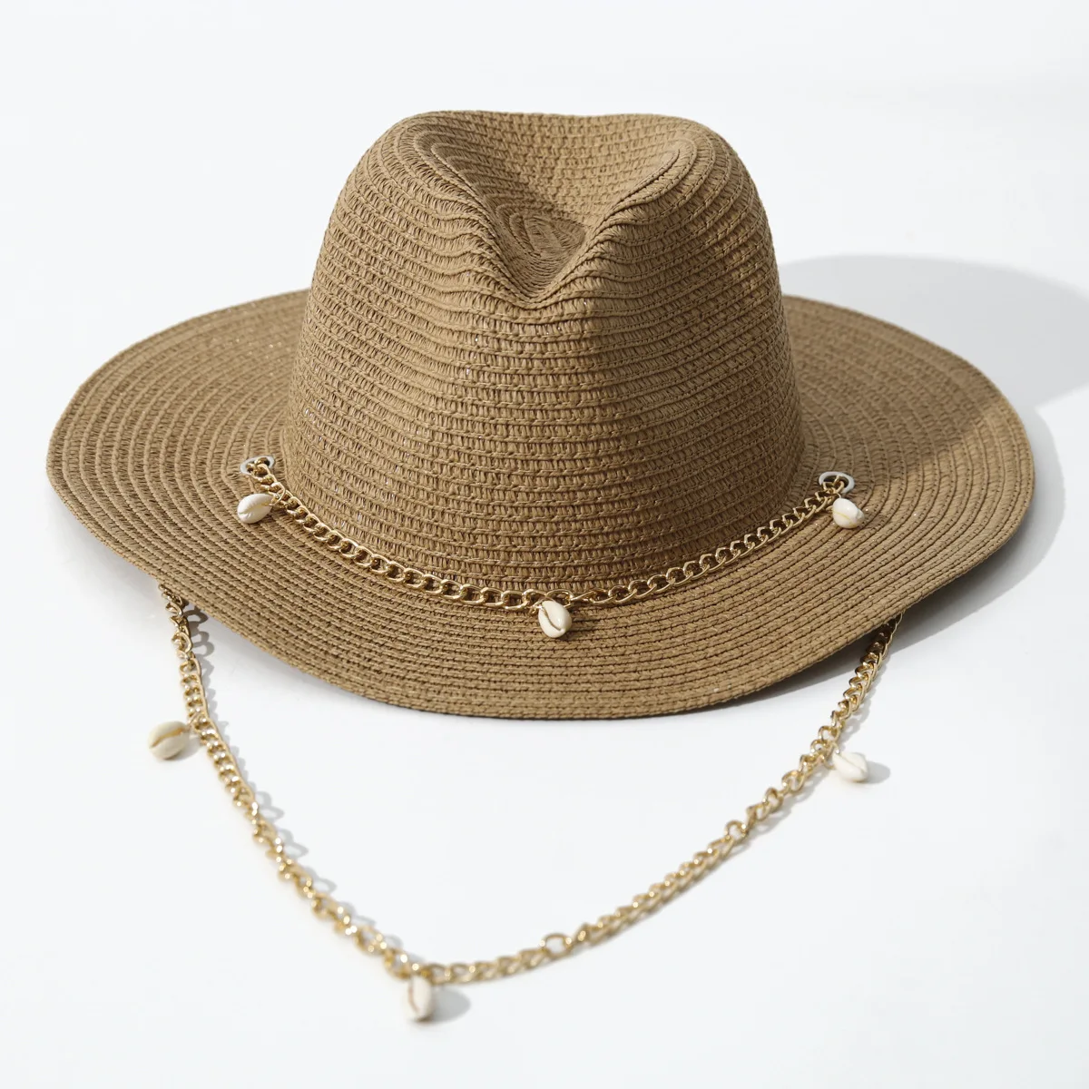 Shell Decor Ins Beach Straw Hat, Шляпа украшенная раковиной, Summer Sun Cap
