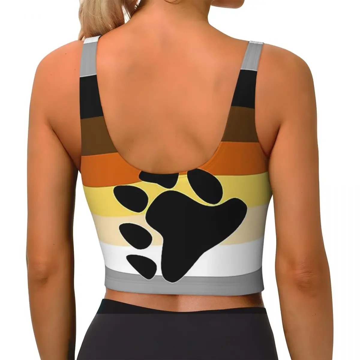 Custom Lgbt Gay Bear Pride Flag Women Sports Bra High Impact Vest Gym Workout Yoga Crop Tank Top
