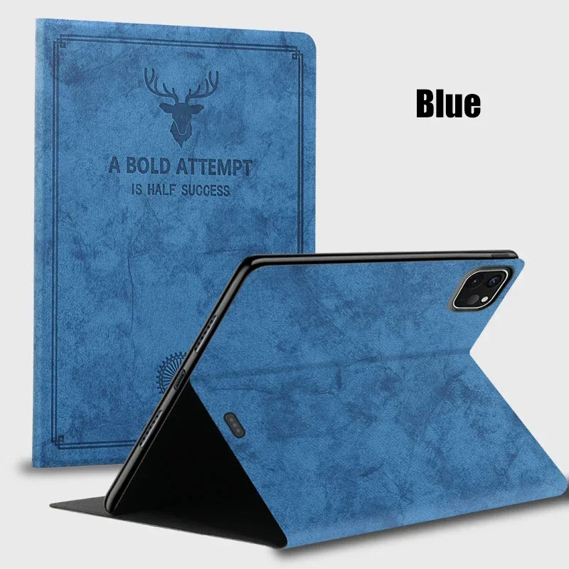 Premium hertenkophoes voor iPad Air Pro 12,9 11 10 9 8 7 6 5 4 3 2 Th Air Mini 6 5 4 3 2 1 Opvouwbare standaard lederen tablethoes