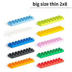 big size Thin Brick 2x8 10pcs/lot  DIY  Classic  Education  Building Blocks Compatible With  Large Bricks  Toys For Children