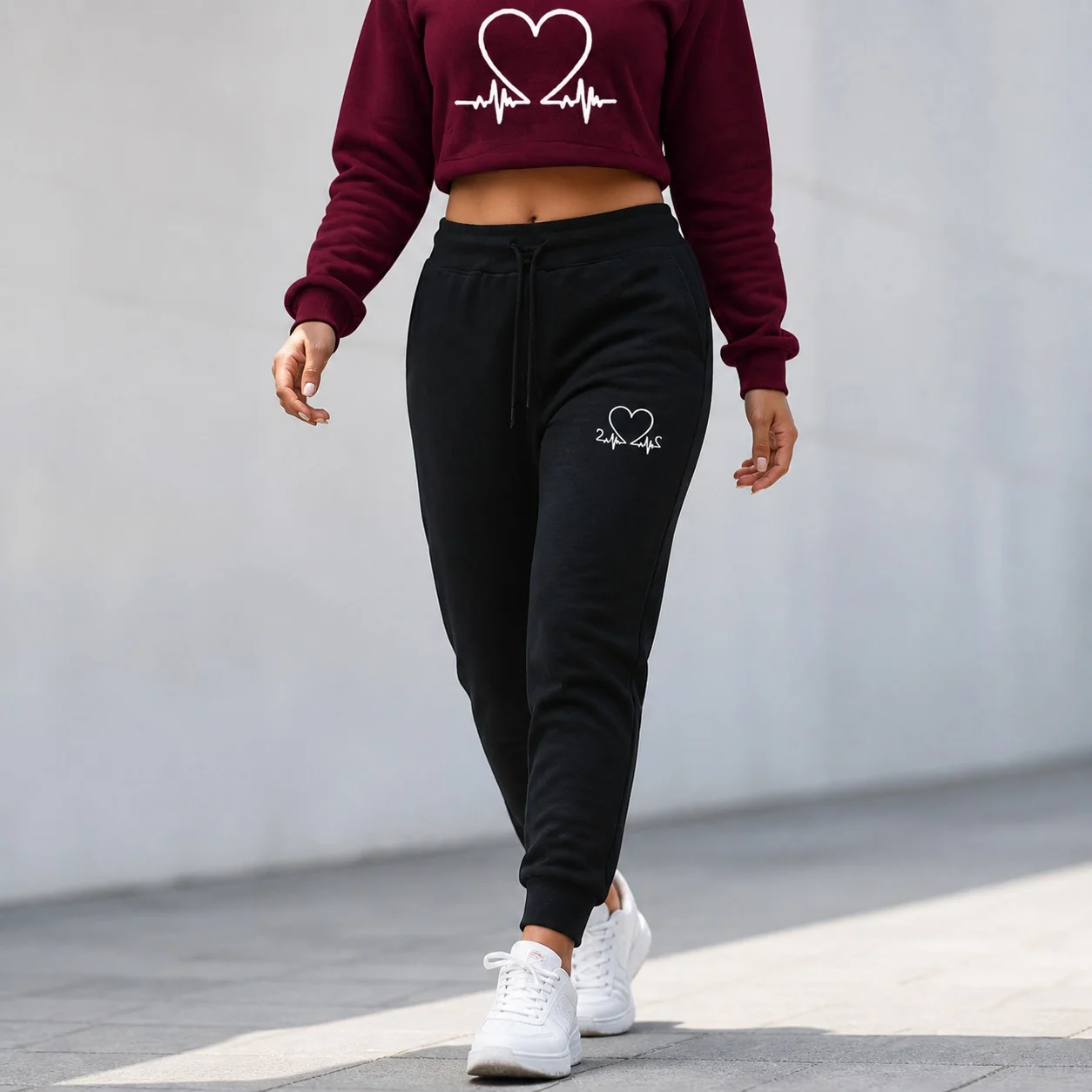 Women's Cold Sweat-shirt Slim Fit Utility Style Mock Neck Long Sleeve Hoodie Two Piece Set with Letter Print Pocket Wrinkle
