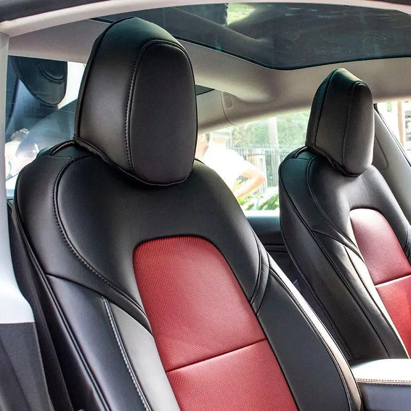 Tesla Model 3 Custom Fit Car Seat Cover Accessories For Model Y Full Covered High Quality Leather 5 Seaters Cushion White