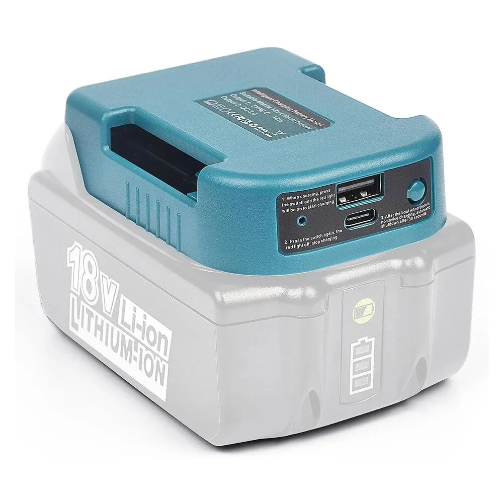ที่ชาร์จแบตเตอรี่สำหรับ Makita 18V พร้อมพอร์ต USB และ Type-C สำหรับแบตเตอรี่ Makita 18V รุ่น BL1840 BL1850 BL1860