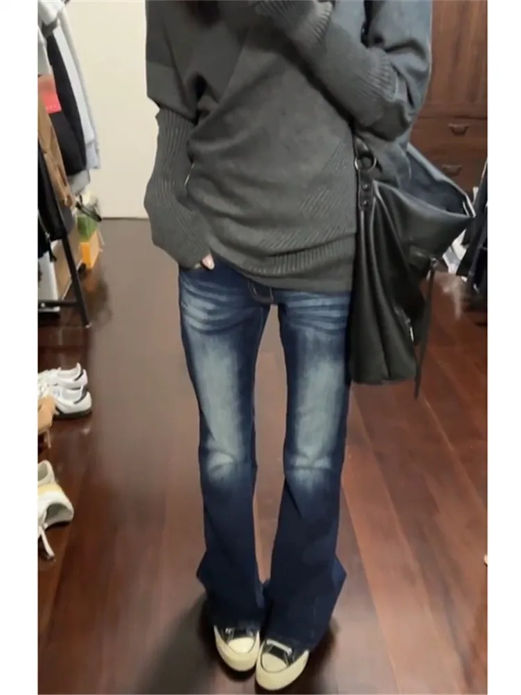 

Extended Size High Waist Slim Fit Bell Bottom Jeans Women's Autumn Winter Fashionable Long Straight Legging Trousers