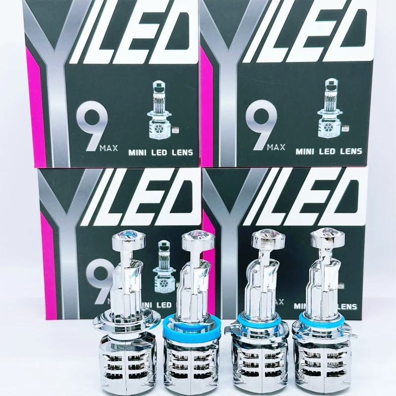 Y9Max Mini H7 LED Bulb Projector Lens H11 LED H8 H9 9005 HB3 9006 HB4 Automobles Mini Lenses Headlight Lamp 90W 12V Plug & Play