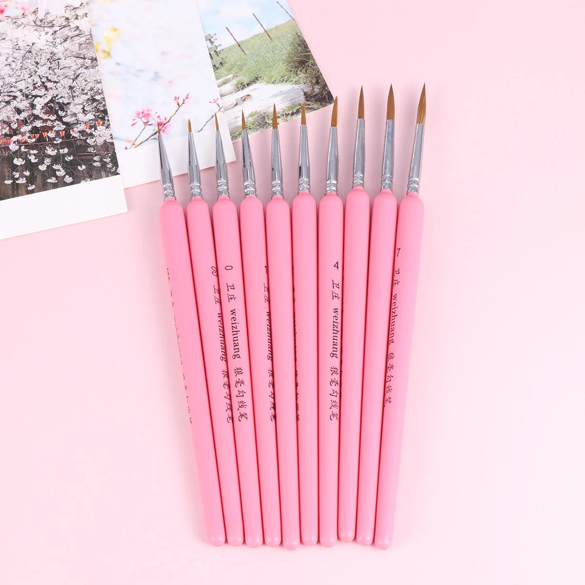 

10pcs Detail Paint Brush Set Fine Tip For Acrylic Watercolor Oil Painting Miniature Artwork Precision Drawing Tools Art Supplies