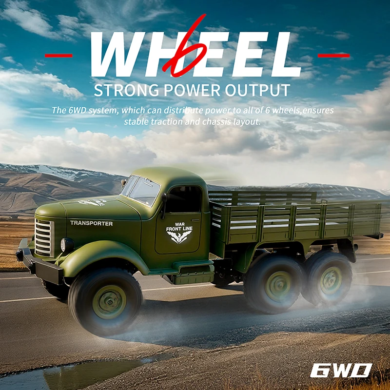 JJRC 1:12スケール 6x6 全地形対応ミリタリーRCトラック - ヘビーデューティースチールラダーフレーム、デュアルスピードギアボックス＆スロープディファレンシャル