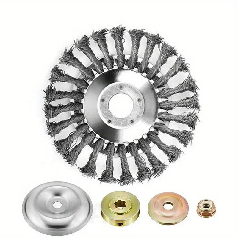 6 Inch Steel Wire Wheel Brush Disc Weed Brush Cutter Head Garden Weed Brush Lawn Mower Universal Grass Trimmer Heads Cutter Tool