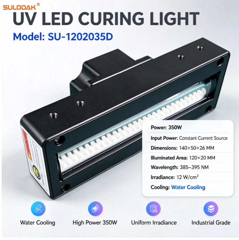 300-360W Water Cooling UV LED Curing Lamp 395nm For UV LED ink pre-curing and drying for inkjet printers; Ricoh G5 and G6 UV ink