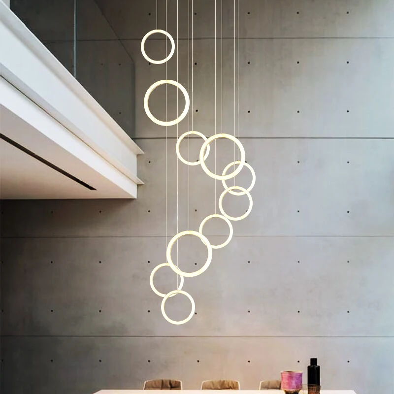 Modern Suspensio Ceiling Pendant Light Simple Ring LED Long Light Decoration Home Free Shipping Suitable for Living Room, Attic